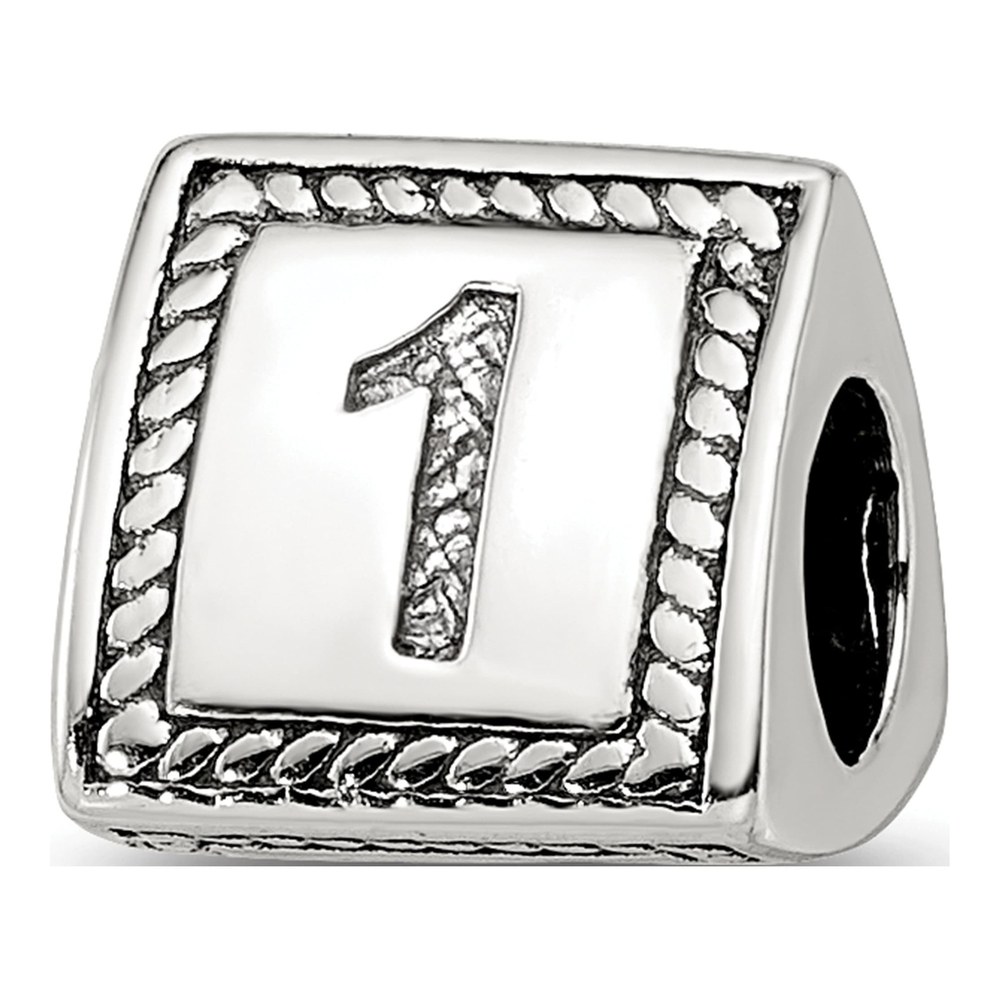 Sterling Silver Triangle Block Number 1 Bead
