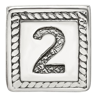 Sterling Silver Triangle Block Number 2 Bead – view 5