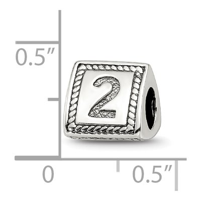 Sterling Silver Triangle Block Number 2 Bead – view 6