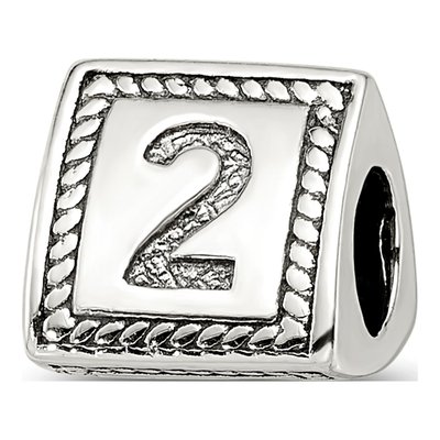 Sterling Silver Triangle Block Number 2 Bead