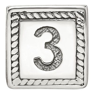 Sterling Silver Triangle Block Number 3 Bead – view 5
