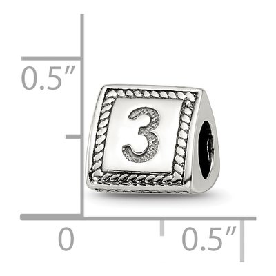 Sterling Silver Triangle Block Number 3 Bead – view 6