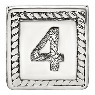 Sterling Silver Triangle Block Number 4 Bead – view 5