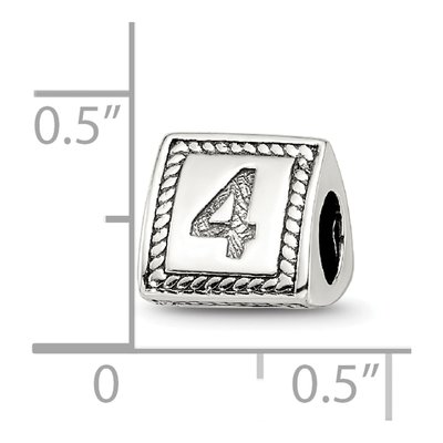 Sterling Silver Triangle Block Number 4 Bead – view 6
