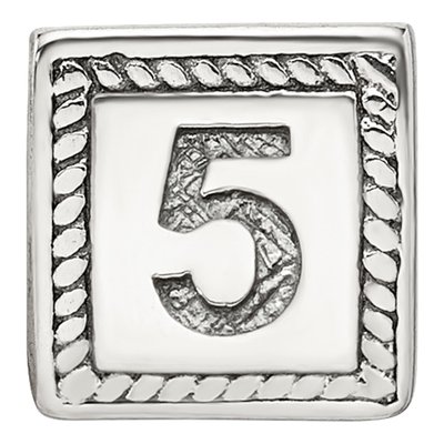 Sterling Silver Triangle Block Number 5 Bead – view 5
