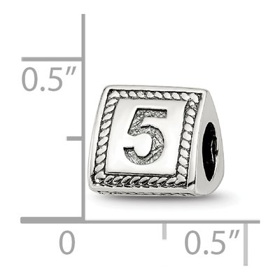 Sterling Silver Triangle Block Number 5 Bead – view 6
