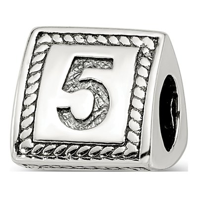 Sterling Silver Triangle Block Number 5 Bead
