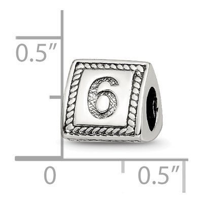 Sterling Silver Number 6 Bead – view 6