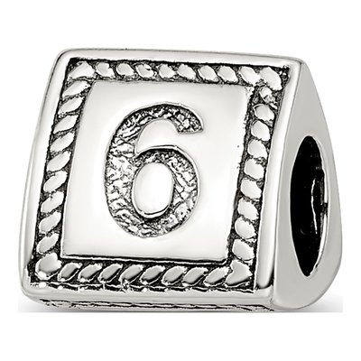 Sterling Silver Number 6 Bead
