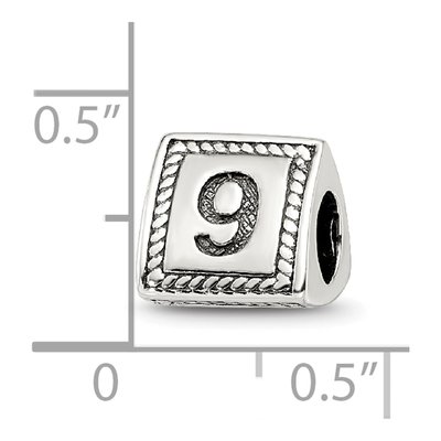 Sterling Silver Triangle Block Number 9 Bead – view 5