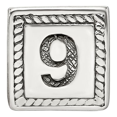 Sterling Silver Triangle Block Number 9 Bead – view 6