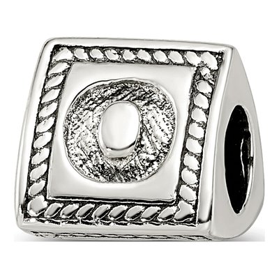 Sterling Silver Triangle Block Letter O Bead