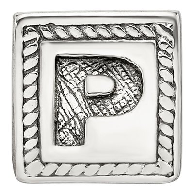 Sterling Silver Letter P Bead – view 5