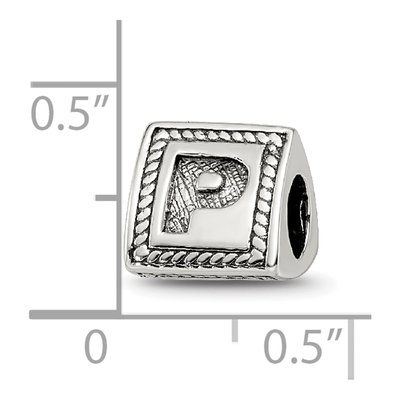 Sterling Silver Letter P Bead – view 6
