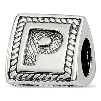 Sterling Silver Letter P Bead