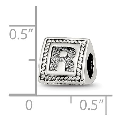 Sterling Silver Block Letter R Bead – view 6
