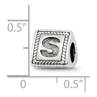 Sterling Silver Triangle Letter S Bead – view 6