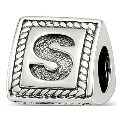 Sterling Silver Triangle Letter S Bead