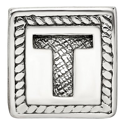 Sterling Silver Block Letter T Bead – view 5