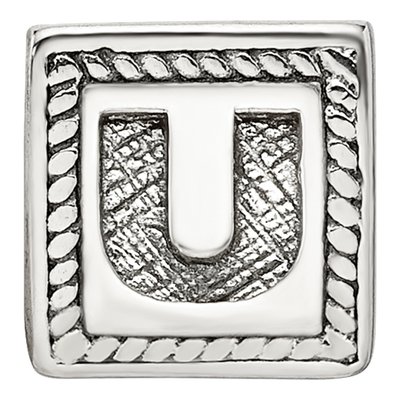 Sterling Silver Letter U Bead – view 5