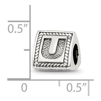 Sterling Silver Letter U Bead – view 6