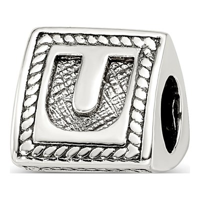 Sterling Silver Letter U Bead