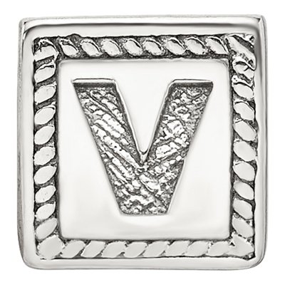 Sterling Silver Block Letter V Bead – view 5