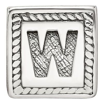 Sterling Silver Block Letter W Bead – view 5