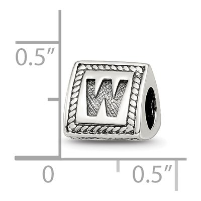 Sterling Silver Block Letter W Bead – view 6