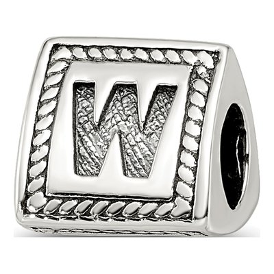 Sterling Silver Block Letter W Bead