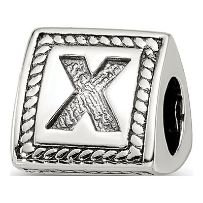 Sterling Silver Triangle Block Letter X Bead