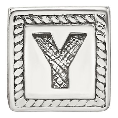 Sterling Silver Block Letter Y Bead – view 5