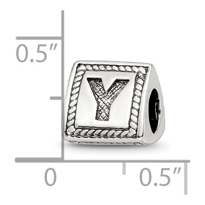 Sterling Silver Block Letter Y Bead – view 6