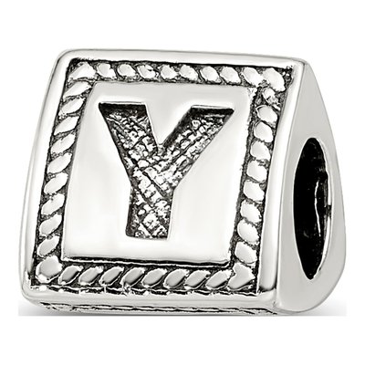 Sterling Silver Block Letter Y Bead
