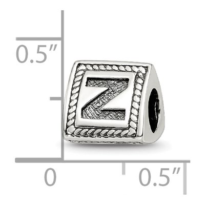 Sterling Silver Block Letter Z Bead – view 6