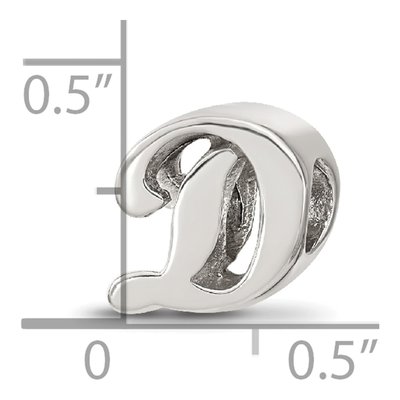 Sterling Silver Script Letter D Bead – view 6