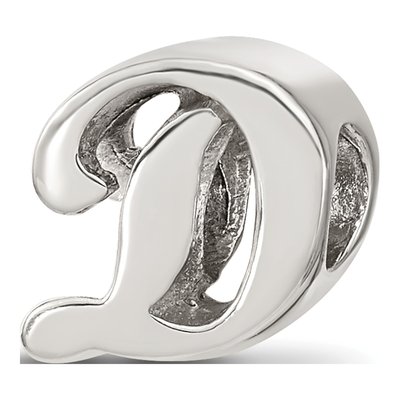 Sterling Silver Script Letter D Bead