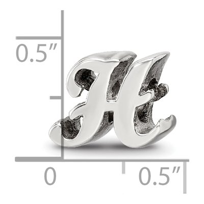 Sterling Silver Script Letter H Bead – view 6