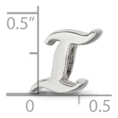Sterling Silver Letter I Script Bead – view 6