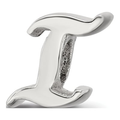 Sterling Silver Letter I Script Bead