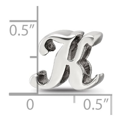 Sterling Silver Script Letter K Bead – view 6