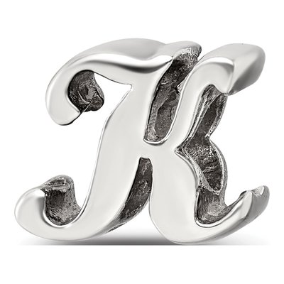 Sterling Silver Script Letter K Bead
