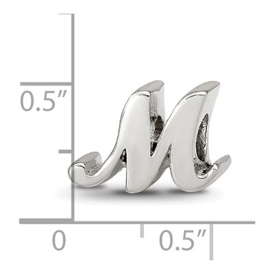 Sterling Silver Script Letter M Bead – view 6