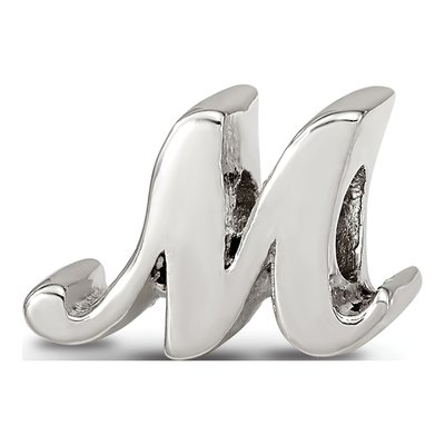 Sterling Silver Script Letter M Bead