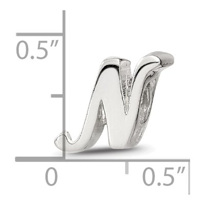 Sterling Silver Script Letter N Bead – view 6