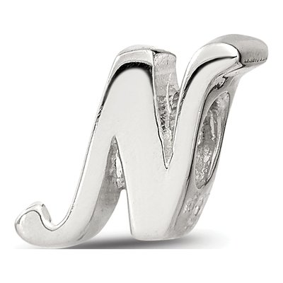 Sterling Silver Script Letter N Bead