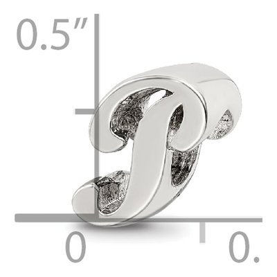 Sterling Silver Script Letter P Bead – view 6