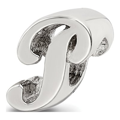 Sterling Silver Script Letter P Bead
