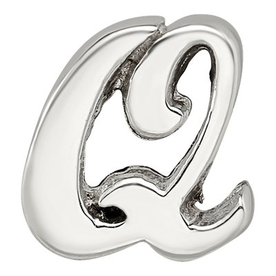 Sterling Silver Script Letter Q Bead – view 5