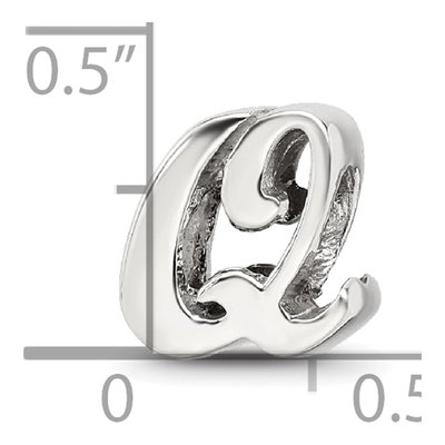 Sterling Silver Script Letter Q Bead – view 6